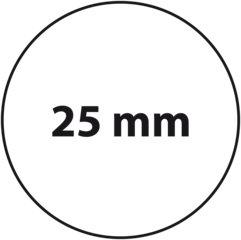 25 mm rond (max. 4 regels)