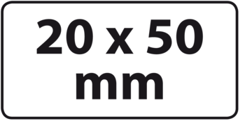 20 x 50 mm (max. 3 regels)