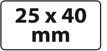 25 x 40 mm (max. 4 regels)