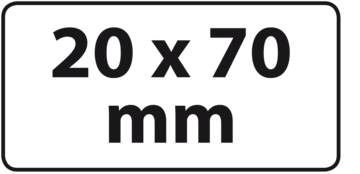20 x 70 mm (max. 3 regels)