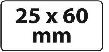 25 x 60 mm (max. 4 regels)