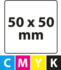 50 x 50 mm (afgeronde hoekjes)