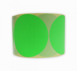 Stickers op rol  100 mm rond Fluor Groen (kleine aantallen)