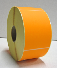 Stickers op rol 70 x 100 mm Fluor Oranje