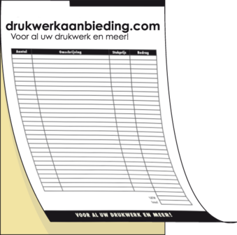 Doorschrijfbloks of -sets in 2-voud A5 bedrukt in 1 kleur. Bestelformulieren, werkbonnen, urenbriefjes, weegbonnen, afleverbonn