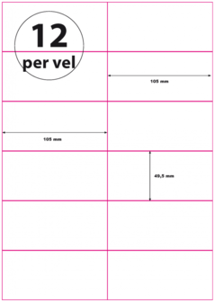 100 vel***A4 Geperforeerd 105 x 49,5 mm 12 per vel