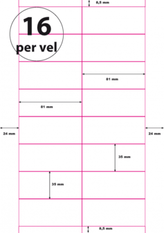 Schapkaartjes of Geperforeerd Papier (A4) 81 x 35 mm 16 per vel