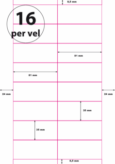 3.000 vel***A4 Geperforeerd 81 x 35 mm 16 per vel