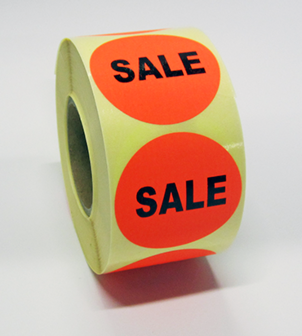 225 &quot;SALE&quot; stickers op rol 50 mm rond