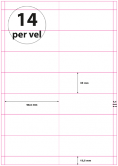 100 vel***A4 Geperforeerd 98,5 x 38 mm 14 per vel