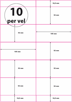 2.500 vel***Geperforeerd Papier (A4) 105 x 52 mm 10 per vel 120 grams/m2 Wit