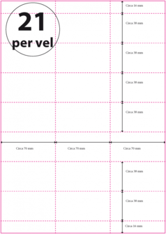 1.000 vel***Geperforeerd Papier (A4) 70 x 38 mm 21 per vel 120 grams/m2 Wit