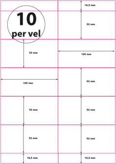 2.000 vel***Geperforeerd Papier (A4) 105 x 52 mm 10 per vel 120 grams/m2 Wit