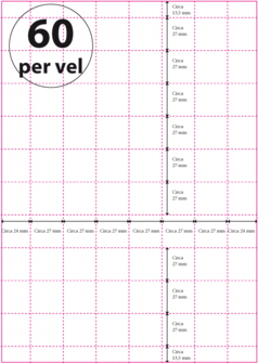 100 vel***A4 Geperforeerd 27 x 27 mm 60 per vel 160 grams/m2