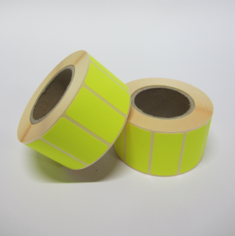 1.000 stickers op rol 20 x 40 mm Fluor Geel