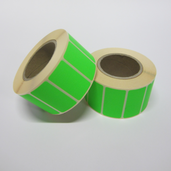 1.000 stickers op rol 20 x 40 mm Fluor Groen