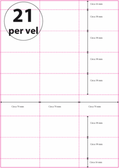 200 vel***Geperforeerd Papier (A4) 70 x 38 mm 21 per vel 120 grams/m2 Wit