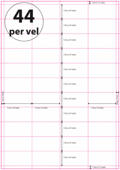 250 vel***A4 Geperforeerd 50 x 26 mm 44 per vel