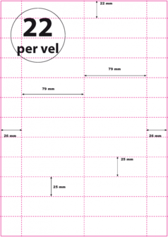 1.000 vel***A4 Geperforeerd 79 x 25 mm 22 per vel 160 grams/m2