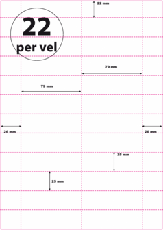 500 vel***A4 Geperforeerd 79 x 25 mm 22 per vel 160 grams/m2