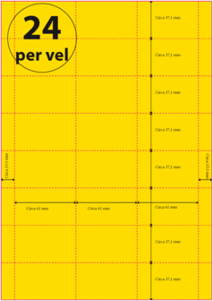 2.000 vel***A4 Geperforeerd Papier (A4) 61 x 37,1 mm 24 per vel GEEL 160 grams/m2