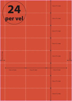 2.000 vel***A4 Geperforeerd Papier (A4) 61 x 37,1 mm 24 per vel ROOD 160 grams/m2