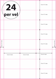 2.000 vel***A4 Geperforeerd Papier (A4) 61 x 37,1 mm 24 per vel WIT 160 grams/m2