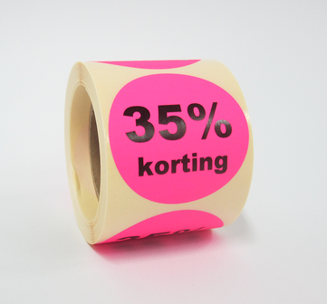 orgaan lotus Geheim 35% korting" stickers 50 mm rond op rol - drukwerkaanbieding