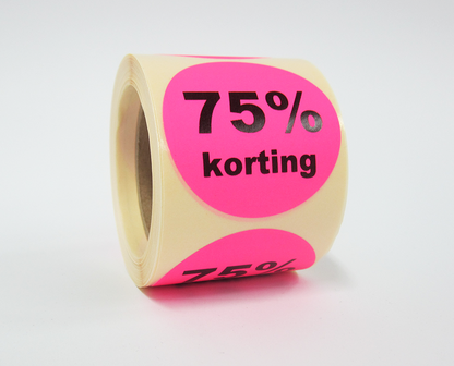 75% korting etiketten op rol