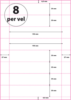 Schapkaartjes, ook wel A4 papier met scheurperforaties, 156 x 35 mm 8 per ve