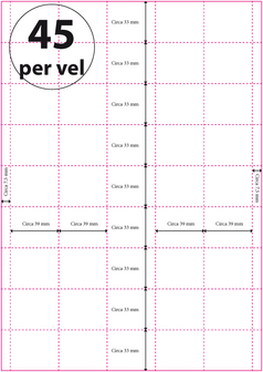 39x33mm, 45 per vel, prijskaart, schapkaart, magazijnkaart