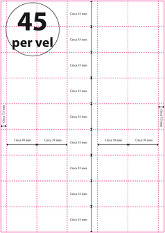 39x33mm, 45 per vel, prijskaart, schapkaart, magazijnkaart