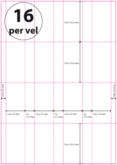 Schapkaart, prijskaart, A4 Geperforeerd 35 x 74,25 mm 16 per vel 160 grams/m2