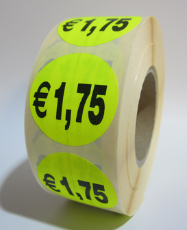 &quot;&euro; 1,75&quot; prijs stickers op rol  35 mm rond