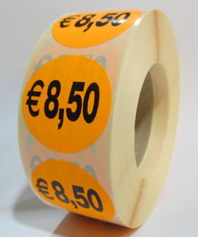    &quot;&euro;8,50&quot; prijs stickers op rol 35 mm rond