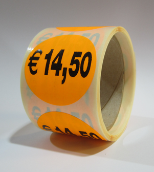    &quot;&euro;14,50&quot; prijs stickers op rol 35 mm rond