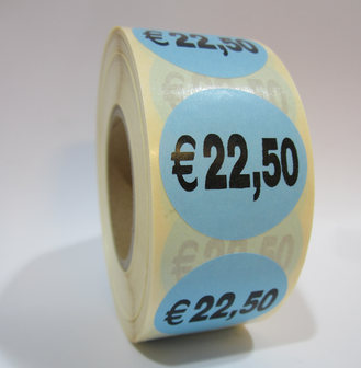 &euro;22,50&quot; prijs stickers op rol 35 mm rond