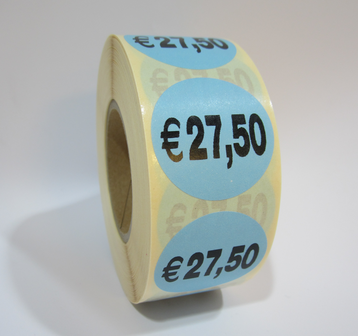    &quot;&euro;27,50&quot; prijs stickers op rol 35 mm rond