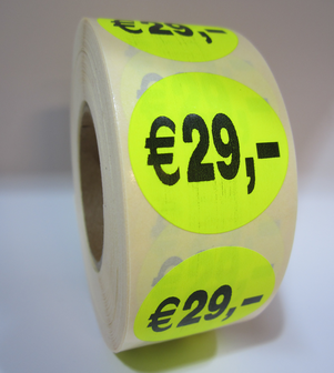   &quot;&euro;29,00&quot; prijs stickers op rol 35 mm rond