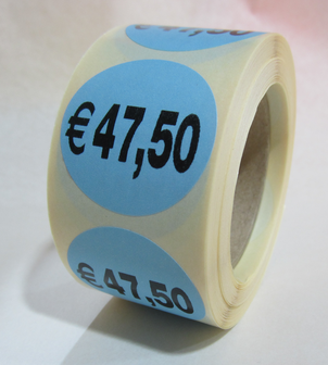 &quot;&euro;47,50&quot; prijs stickers op rol 35 mm rond