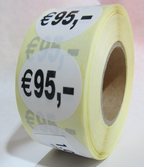 &quot;&euro;95,00&quot; prijs stickers op rol 35 mm rond