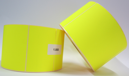 Etiketten of stickers op rol 100x160mm Fluor Rood papier