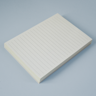 A6 notitieblokjes met lijntjes bedrukt - 50 vel per blokje - Doorschrijvend in 3-voud - Wit, blauw, geel vel