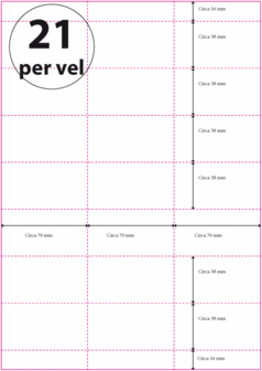3.750 vel***Geperforeerd Papier (A4) 70 x 38 mm 21 per vel 120 grams/m2 Wit (10 doosjes)