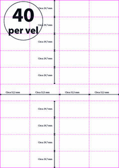 A4 Geperforeerd 52,5x 29,7 mm 40 per vel, 120 grams/m2
