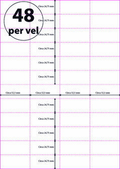A4 Geperforeerd 52,5x 24,75 mm 48 per vel, 120 grams/m2