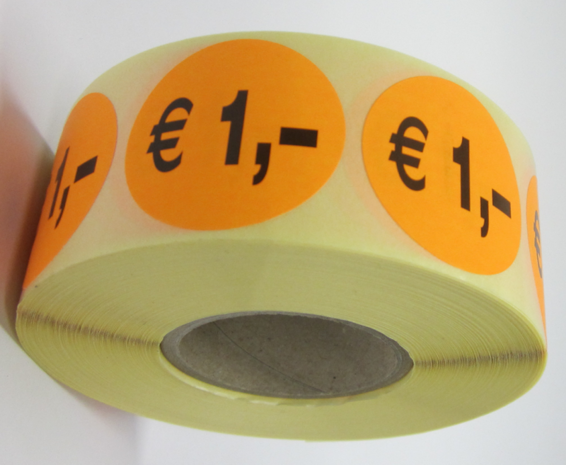 prijs sticker 1 euro op rol 3,5 cm