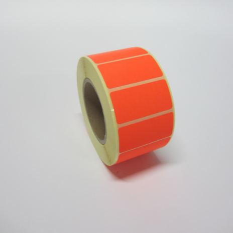 1.000 stickers op rol 20 x 40 mm Fluor Rood