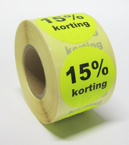 korting labels op rol